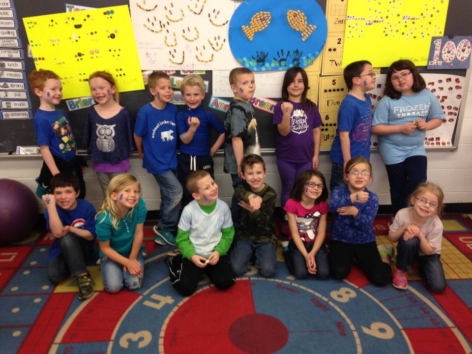 Ben's first grade class on World Autism Awareness Day #BlueForBen